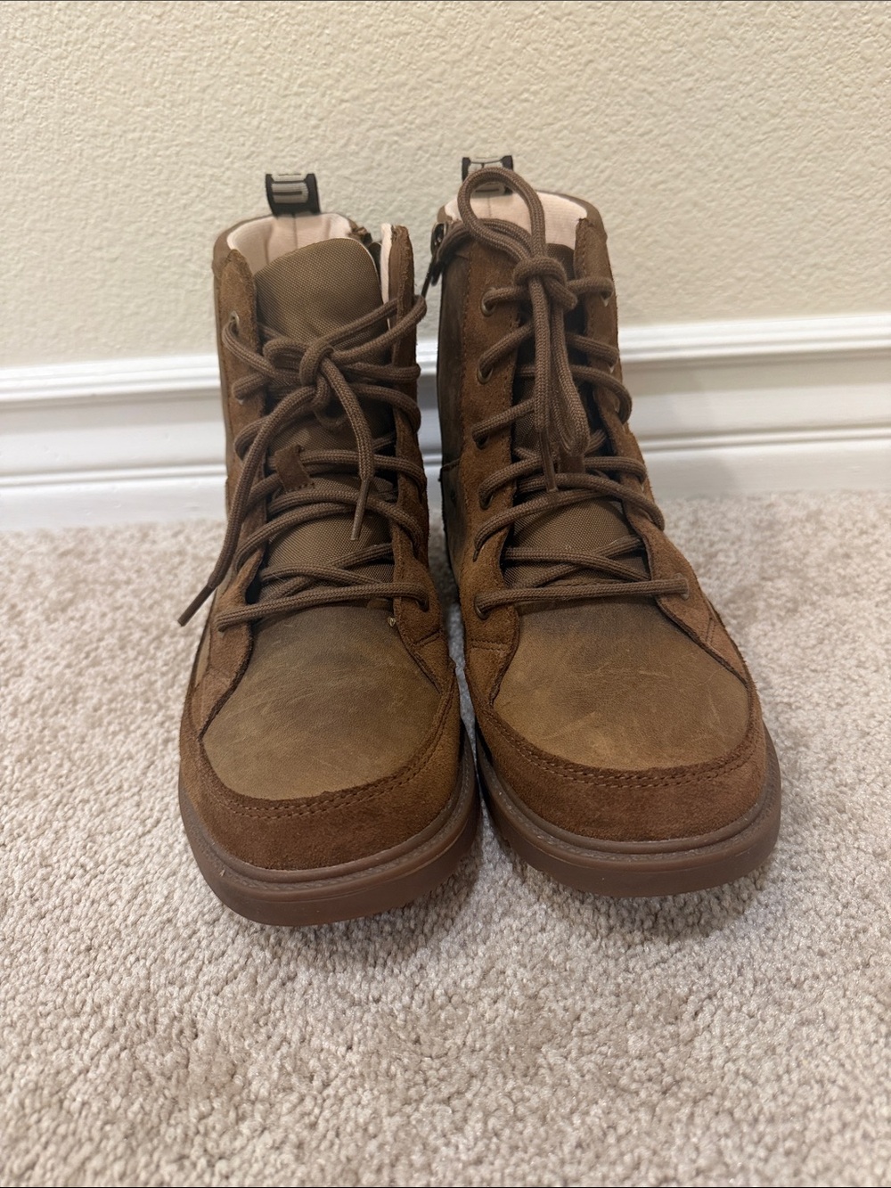 Boys UGG Casual Brown Suede Lace-Up Boots